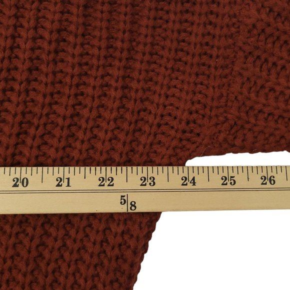 Solution Cable Knit V Neck Sweater One Size Long Sleeve Brown Faux Fur Trim - Picture 3 of 16